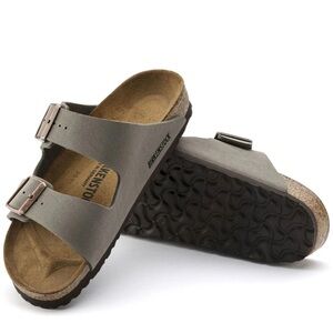 Birkenstock Stone Color Sandals with Adjustable Straps and Cork Footbed